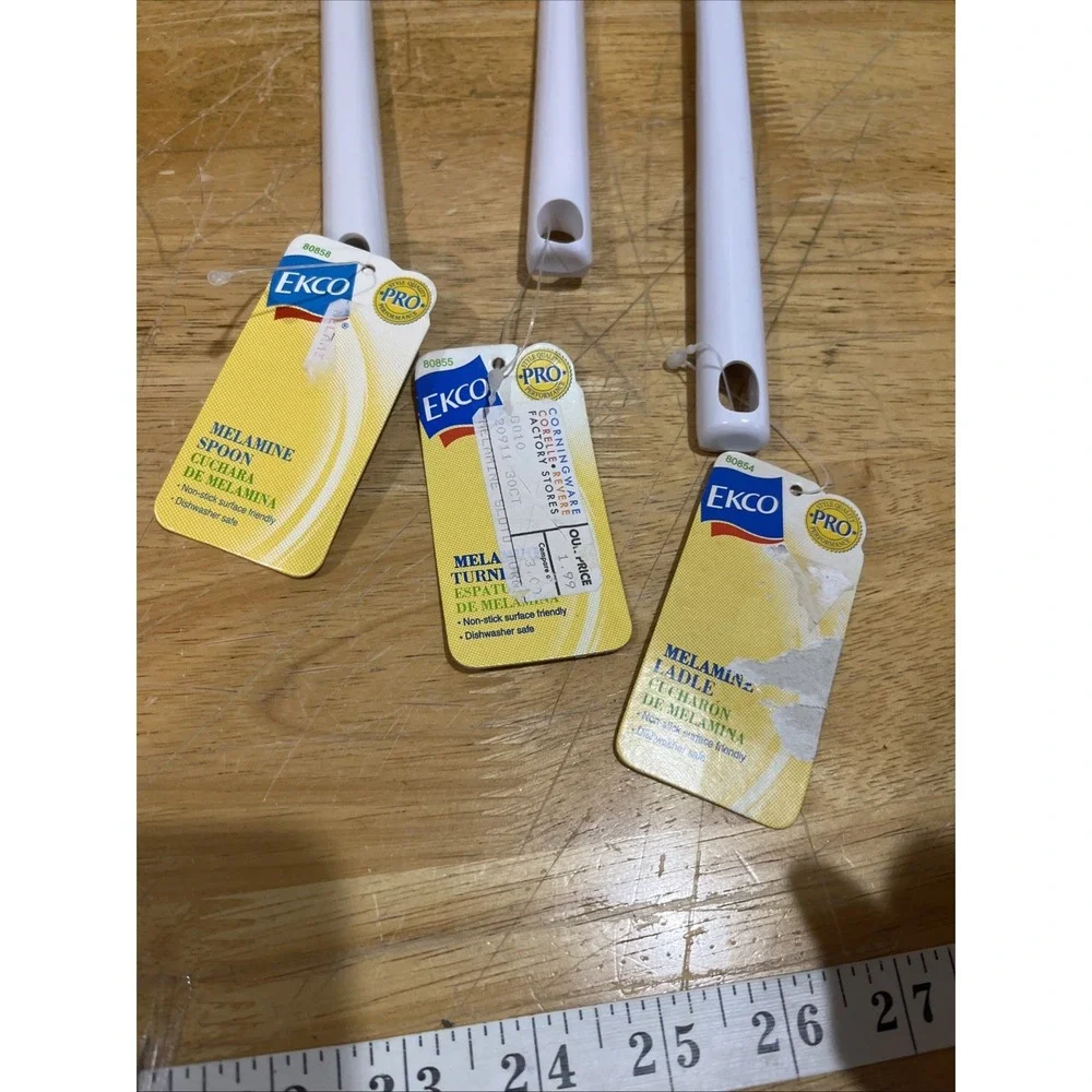 Vtg EKCO White Melamine‎ Spatula Soup Ladle & Spoon  Kitchen Utensil NOS